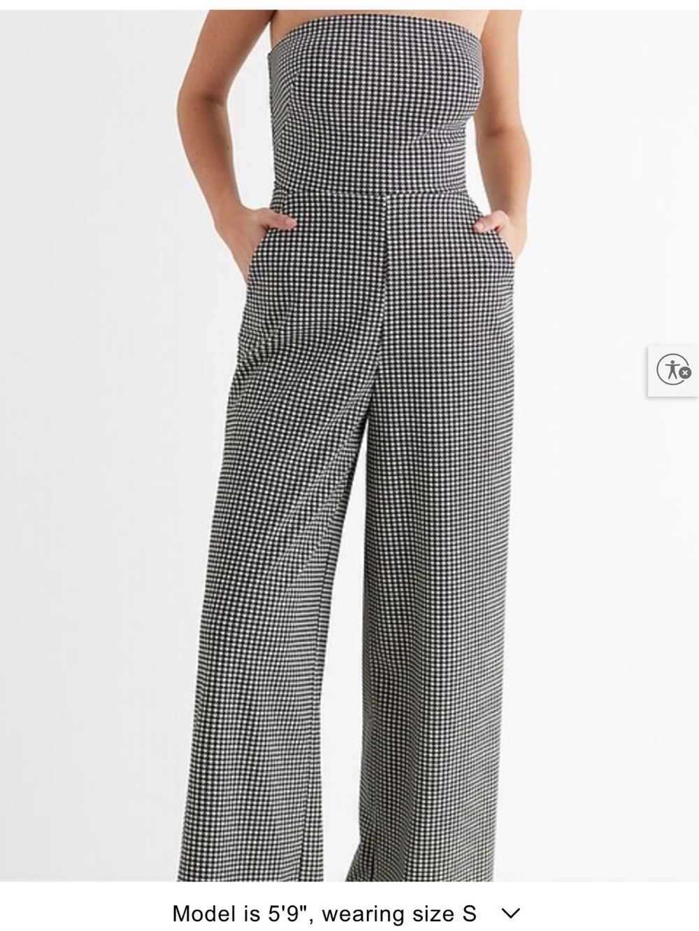Express Houndstooth Strapless Wide Leg Jumpsuit XS